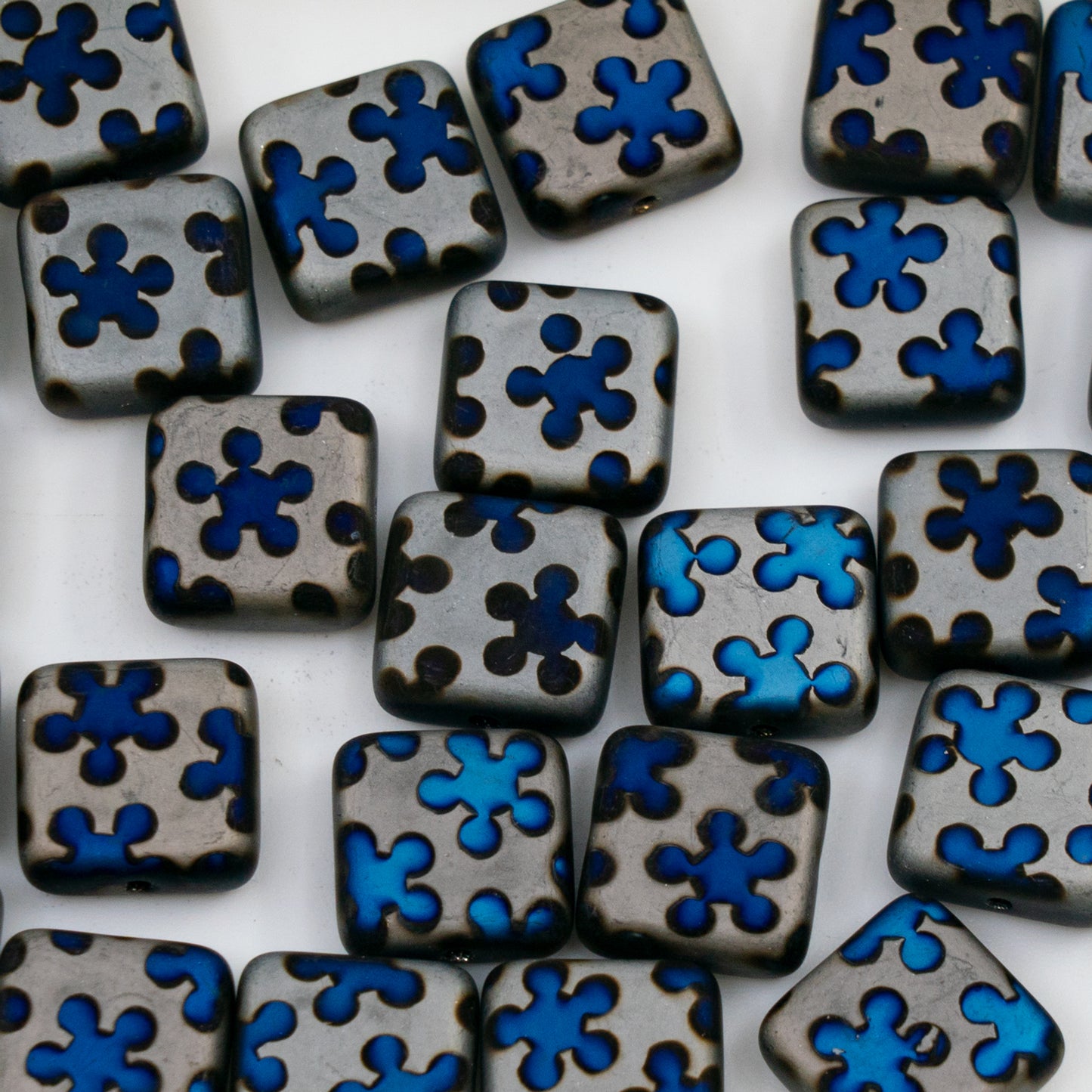 OUTLET 250g/50g Square Beads, 10 x 10 mm, Batika Mixed Colors 217 (BATIKA-MIX-217), Glass, Czech Republic