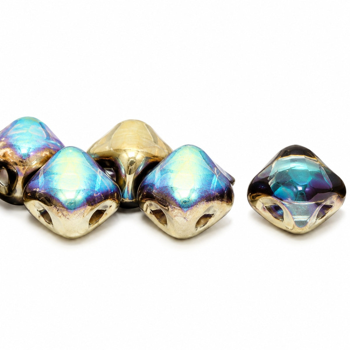 Silky 2-Hole Square Beads, Crystal 98536 (00030-98536), Glass, Czech Republic