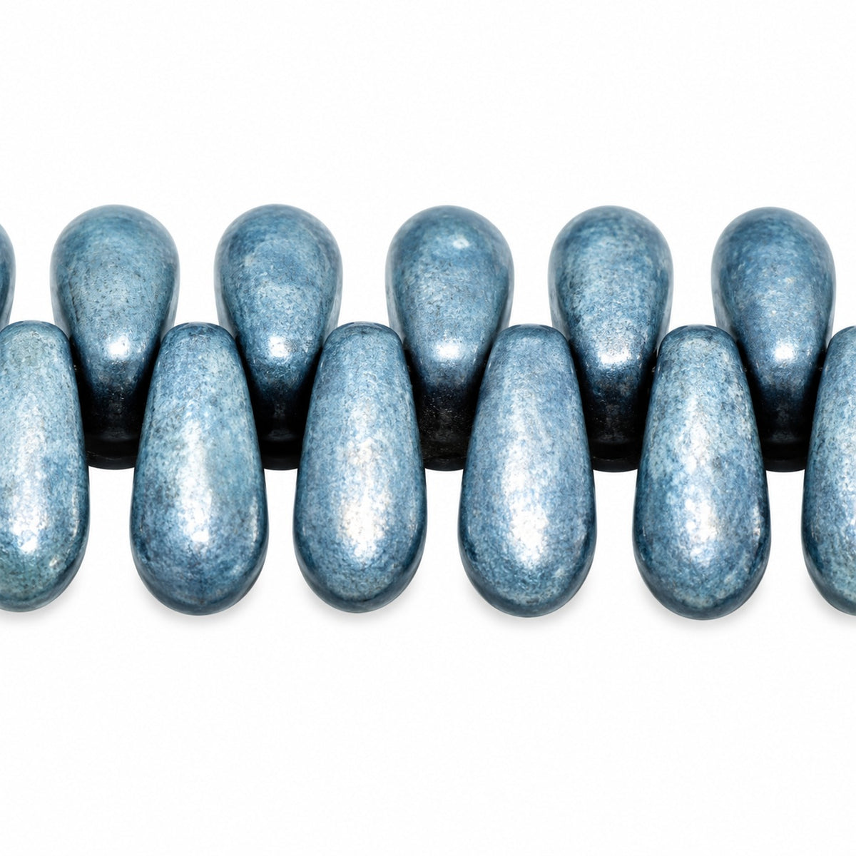 Dagger Beads, Chalk White Luster Blue Full Coated (03000-14464), Glass, Czech Republic