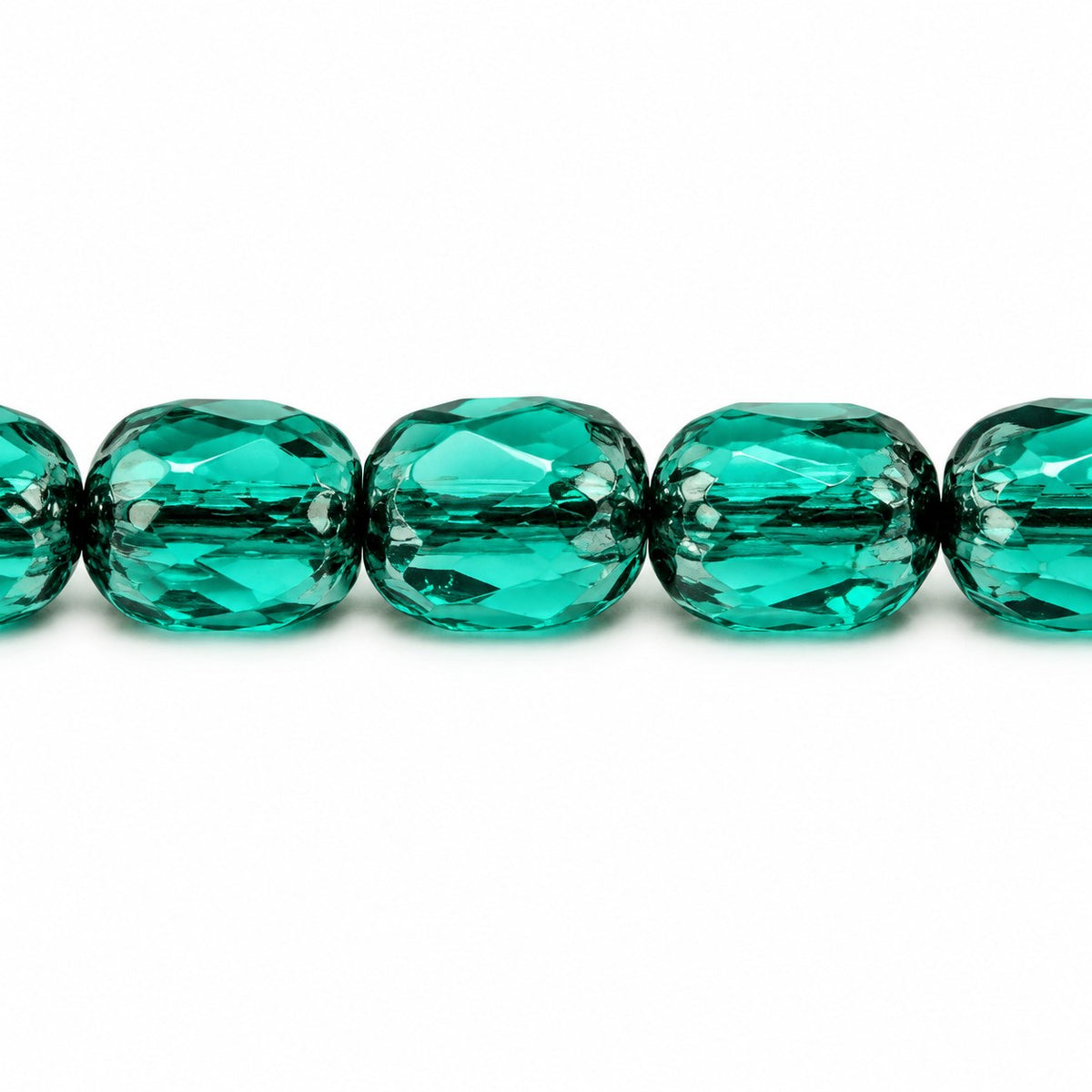 Faceted Fire Polished Beads Special Cut, Transparent Green Emerald Platin (50730-13702), Glass, Czech Republic