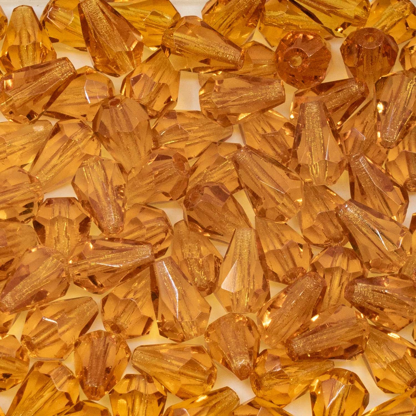 OUTLET 250g Pear Teardrop Beads Faceted Fire Polished, 10 x 7 mm, Transparent Orange (00030-81800), Glass, Czech Republic