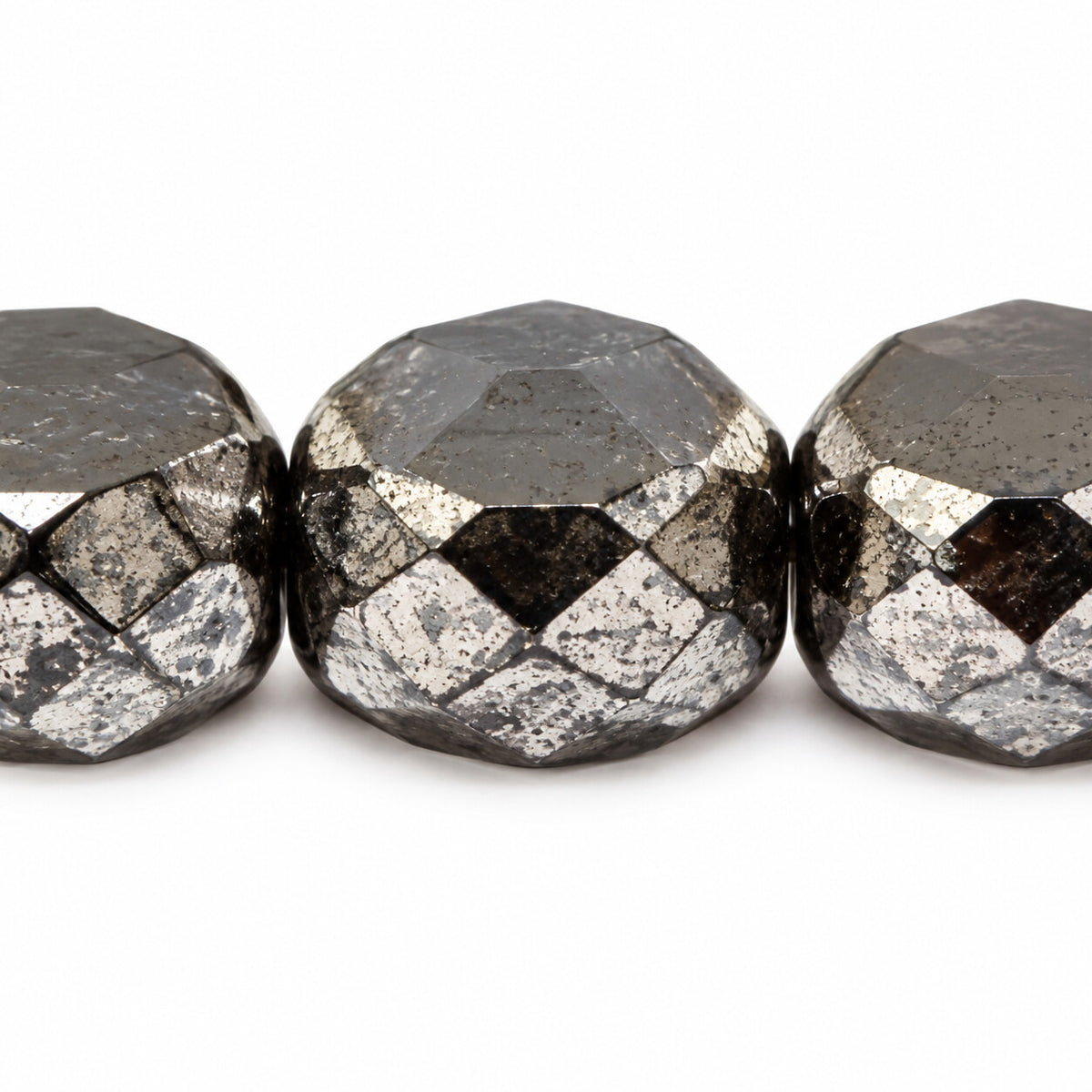 Clover Cut Faceted Fire Polished Beads, Black Platin (23980-13702), Glass, Czech Republic
