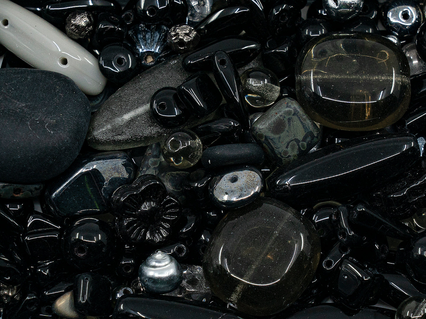 OUTLET Mix Of Unique Czech Bohemia Glass Pressed Beads, mm, Glass, Czech Republic