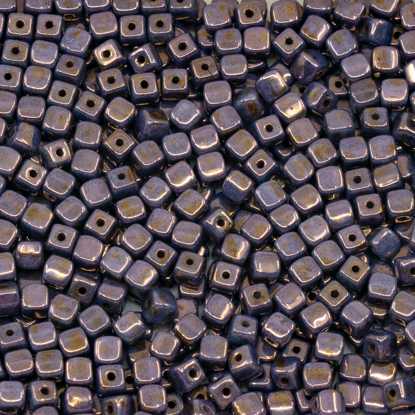 OUTLET 250g Cube Beads, 4 x 4 mm, White Stain With Luster Violet (02010-65426), Glass, Czech Republic