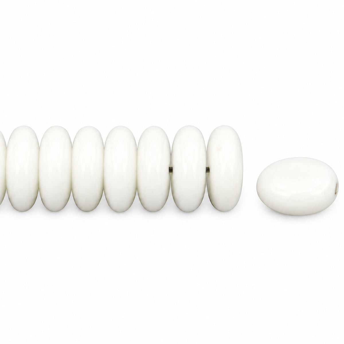 Space Disk Beads, Chalk White Ab (03000-28701), Glass, Czech Republic