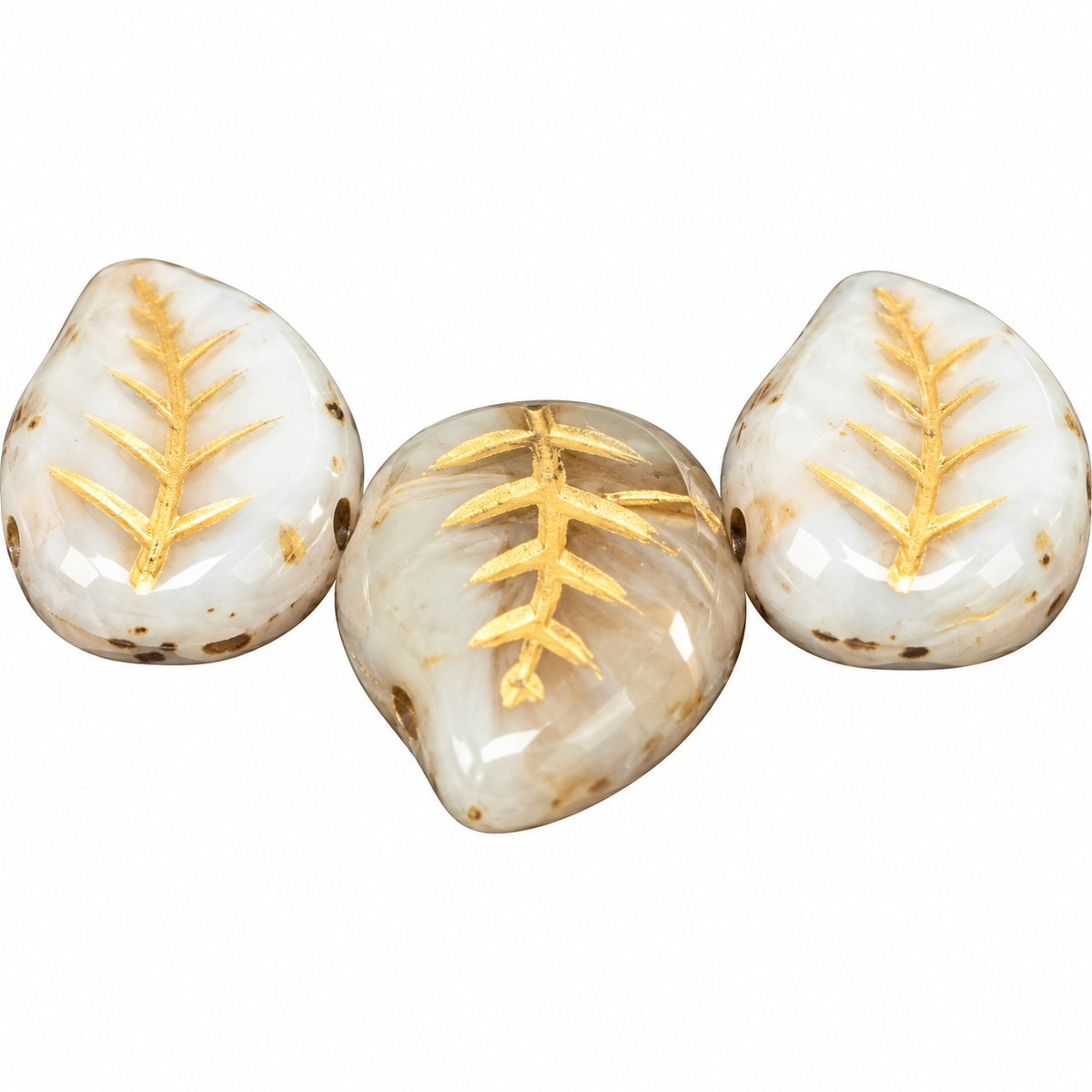 Nice Leaf Beads, X2466 Gold Lined (x2466-54202), Glass, Czech Republic