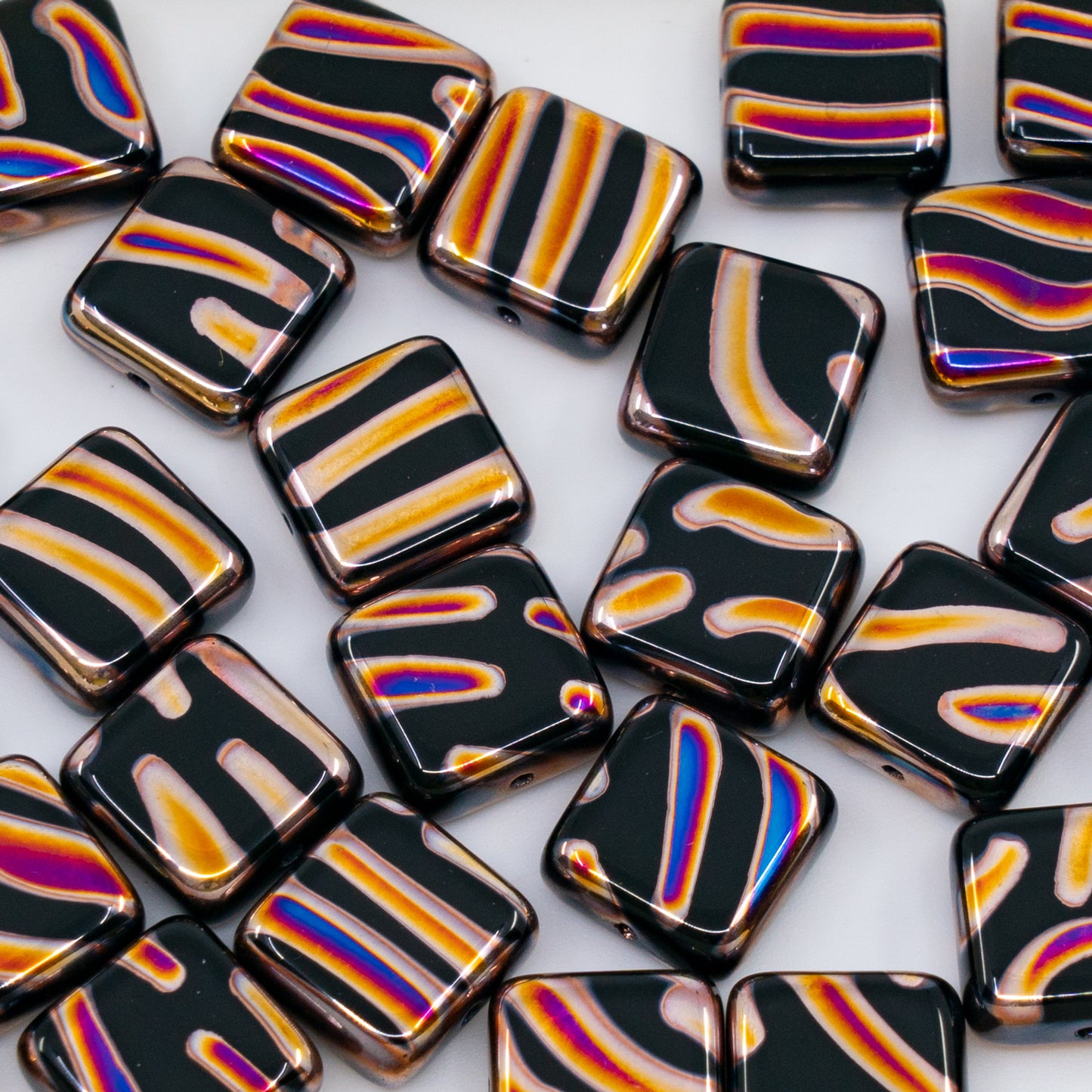 OUTLET 250g/50g Square Beads, 10 x 10 mm, Batika Mixed Colors 223 (BATIKA-MIX-223), Glass, Czech Republic