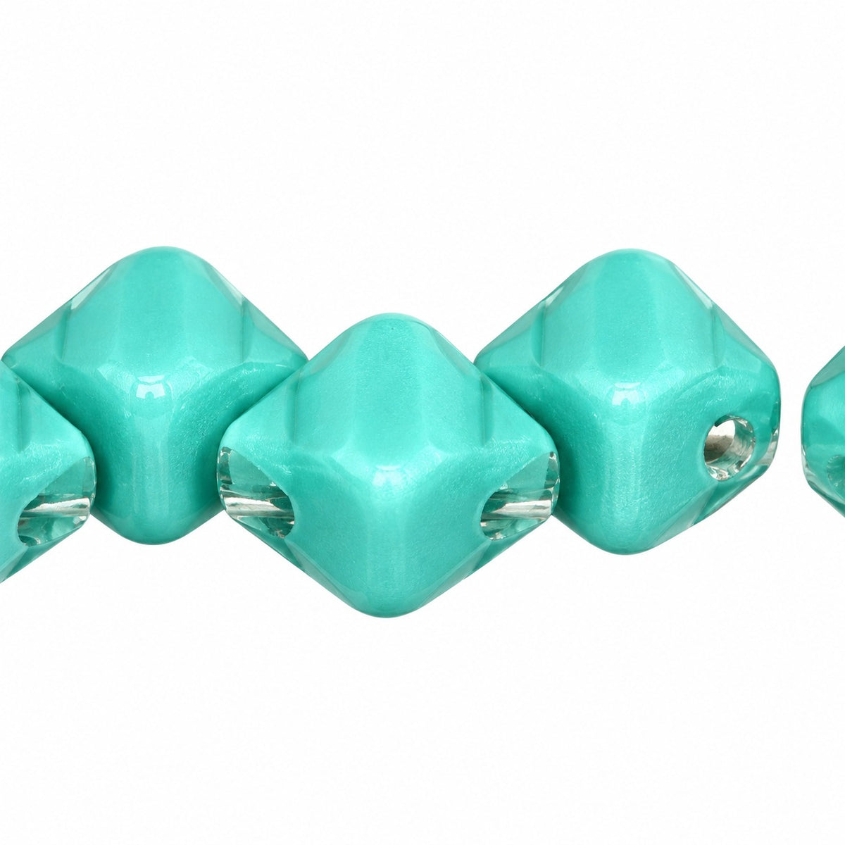 Silky 2-Hole Square Beads, Turquoise (63130), Glass, Czech Republic