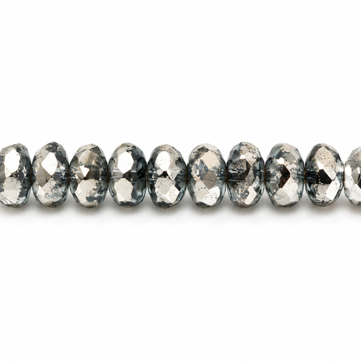 Special Cut Faceted Fire Polished Beads, Transparent Aqua Crystal Silver Half Coating (60000-27001), Glass, Czech Republic