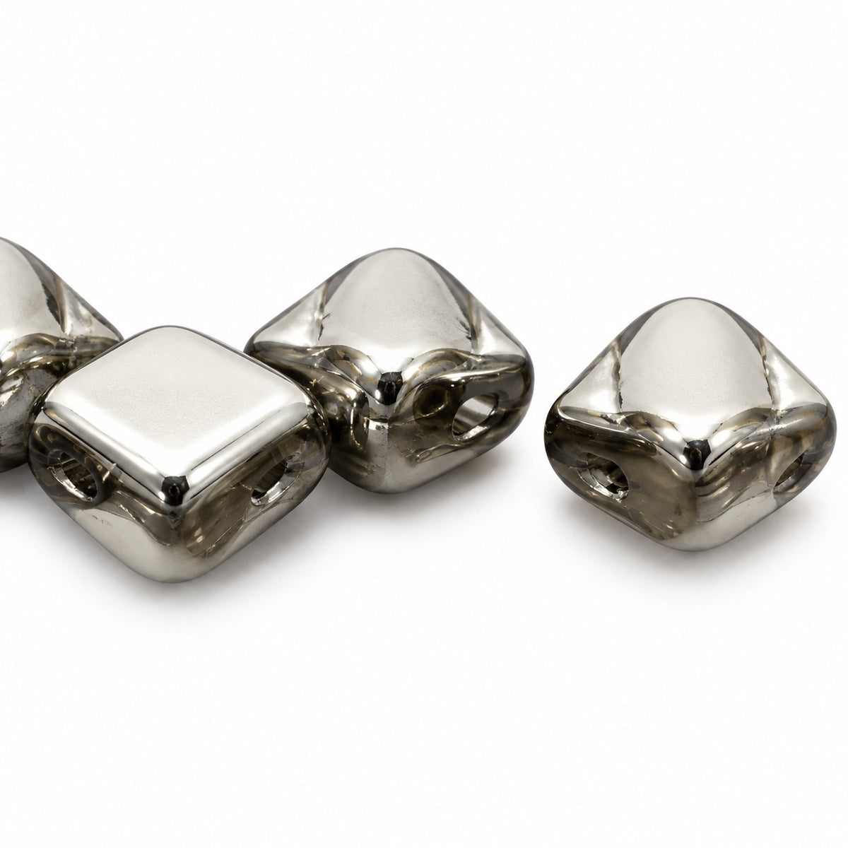 Silky 2-Hole Square Beads, Chalk White Chrom (03000-27401), Glass, Czech Republic