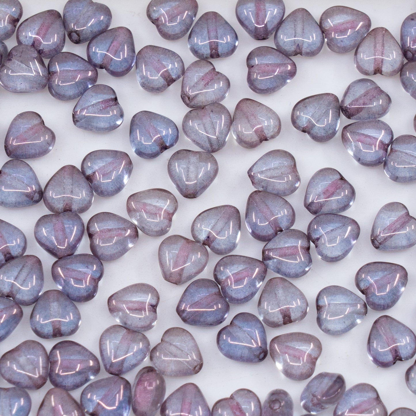 OUTLET 250g/50g Heart Beads, 6 x 6 mm, Crystal Purple Light (00030-15726-light), Glass, Czech Republic