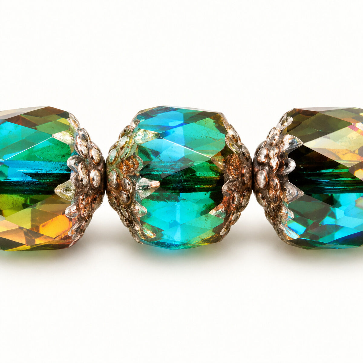 Cathedral Faceted Fire Polished Beads, T0050 Picasso (t0050-43400), Glass, Czech Republic