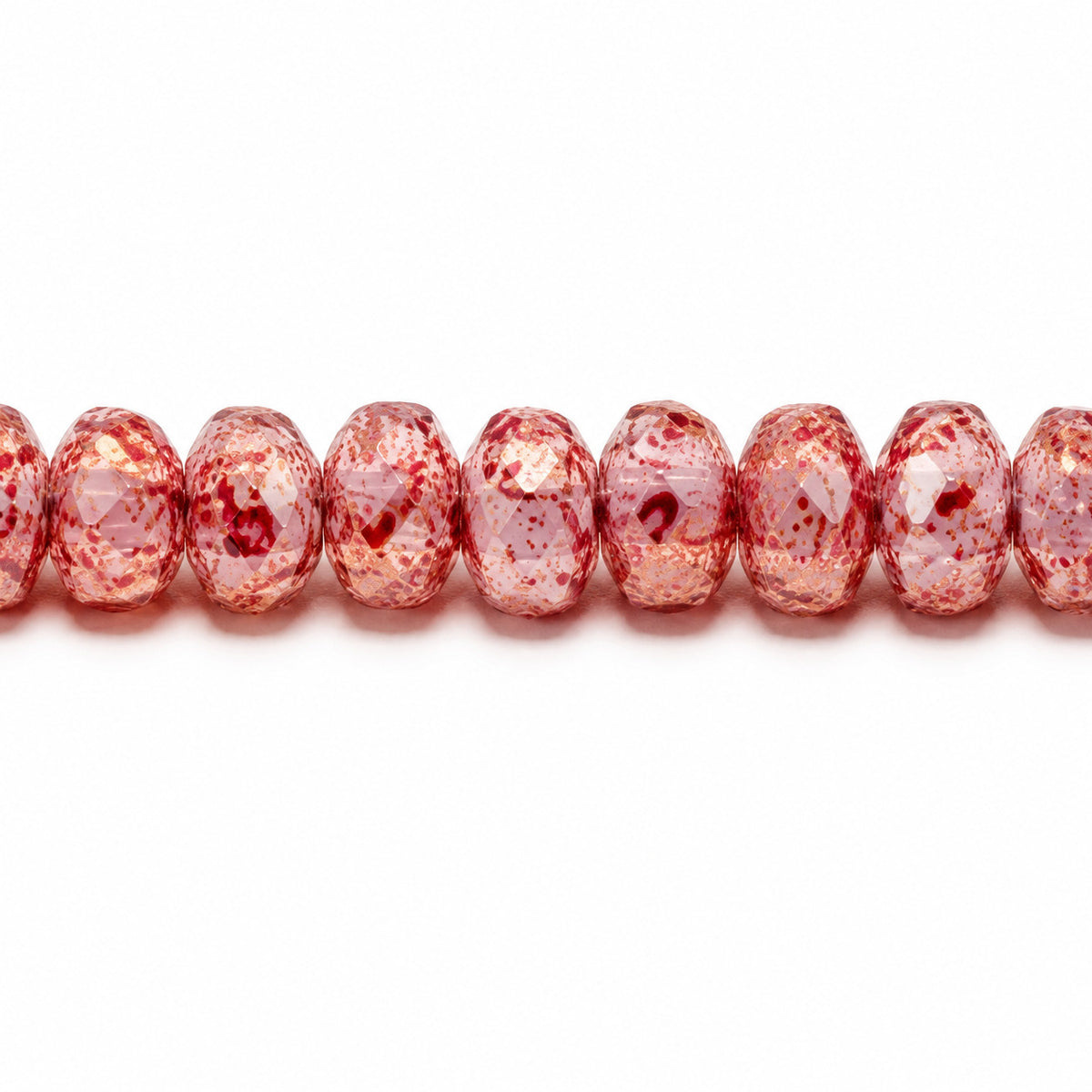 Special Cut Faceted Fire Polished Beads, Opal White Terracotta Red (01000-15495), Glass, Czech Republic