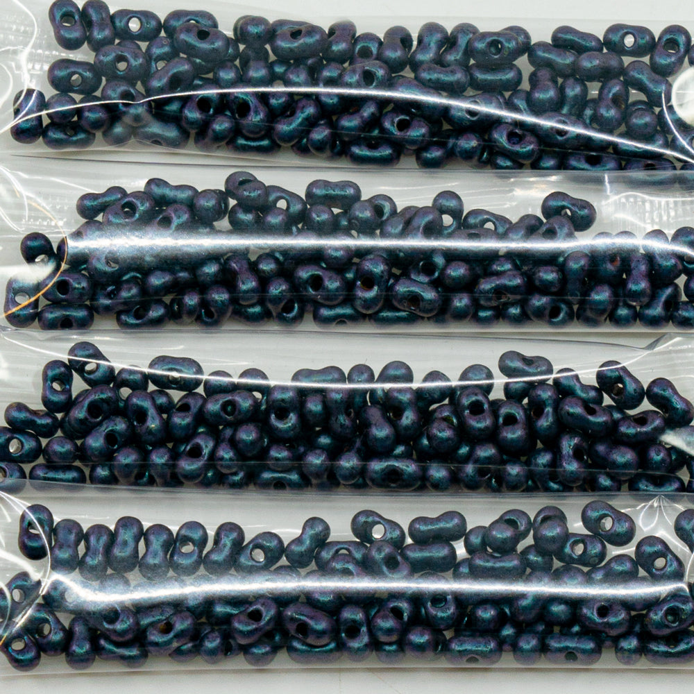 OUTLET 10 grams Preciosa Ornela Farfalle Seed Beads, 3.2 x 6.5 mm, Black Purple Brown Luster Spotted (23980-65329), Glass, Czech Republic