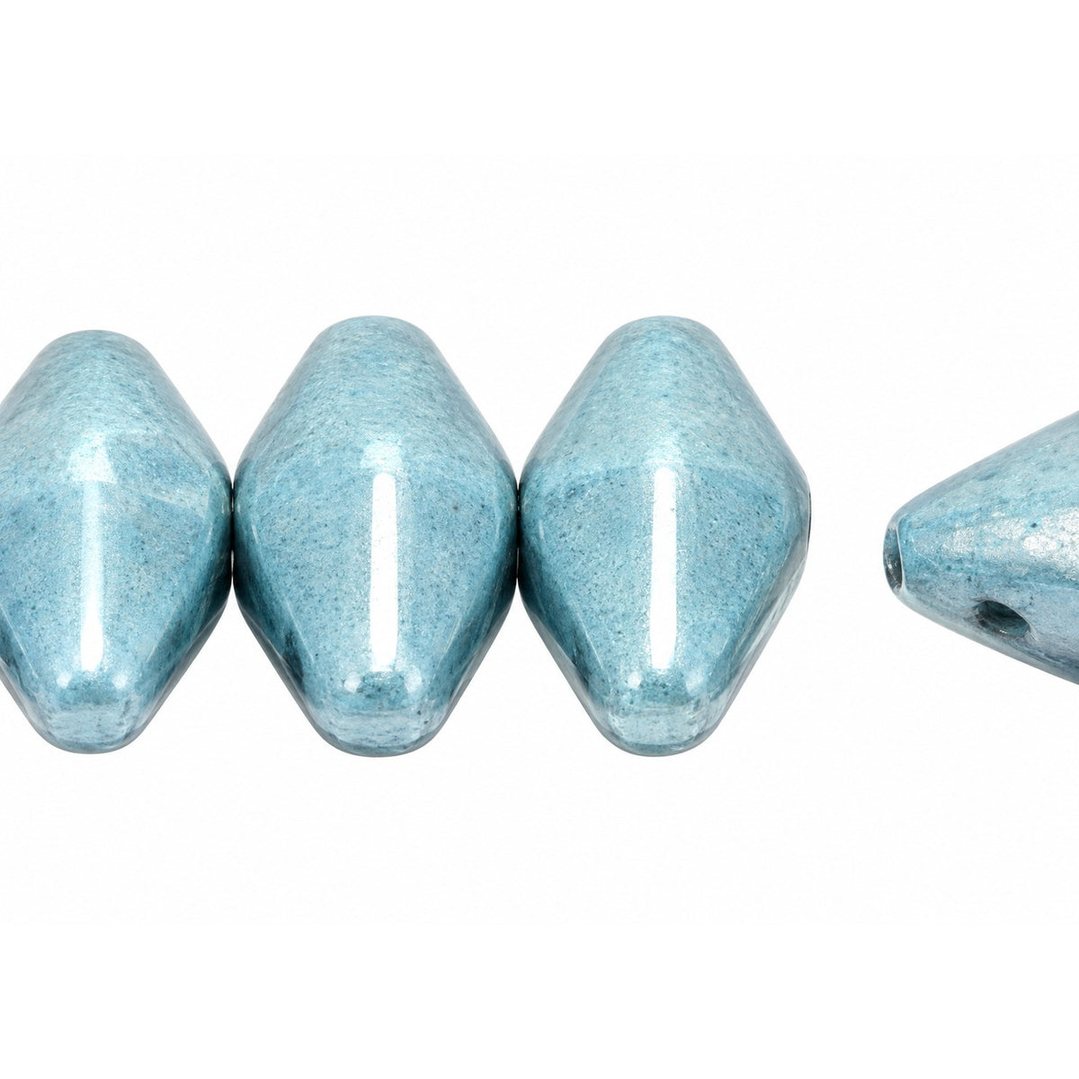 Oval Olive Beads, White Luster Blue Full Coated (02010-14464), Glass, Czech Republic