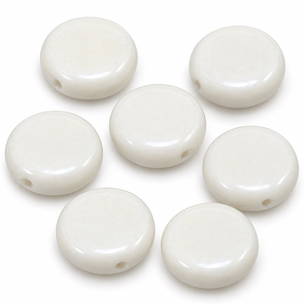 Flat Round Coin Beads, Chalk White 28710 (03000-28710), Glass, Czech Republic