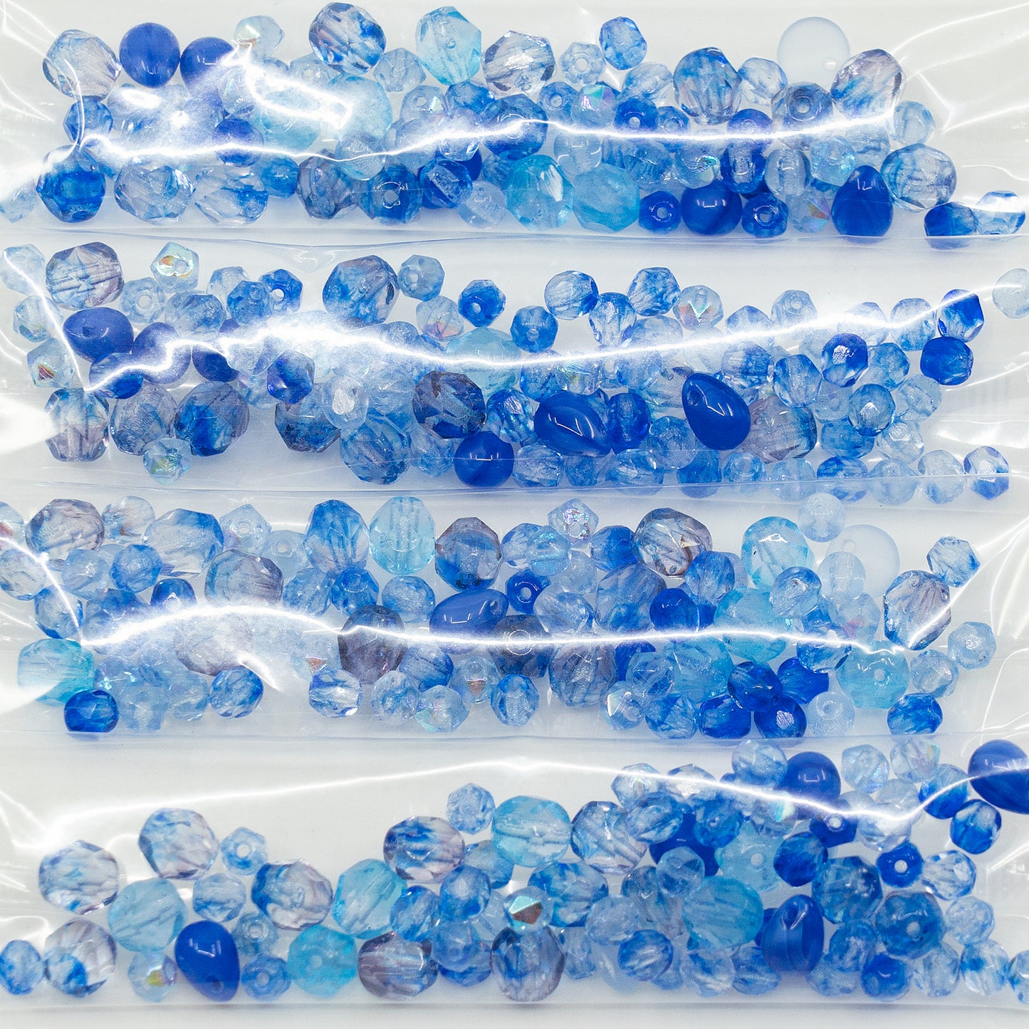 OUTLET 10 grams Pressed Beads, Blue Small Beads (ue-small-beads), Glass, Czech Republic