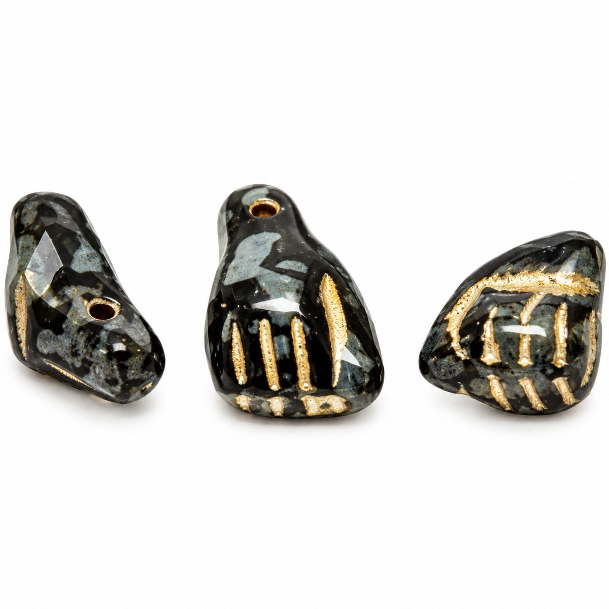 Hand Shaped Beads, Black 96802 (23980-96802), Glass, Czech Republic