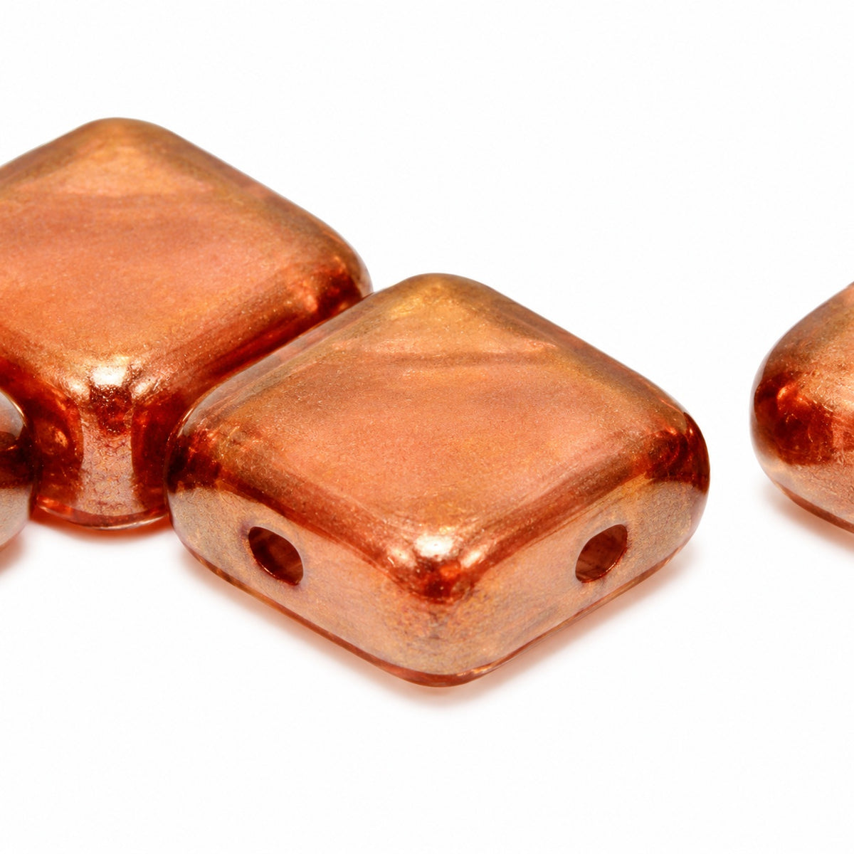 2-Hole Tile Beads, Crystal Stain With Luster Red (00030-65491), Glass, Czech Republic