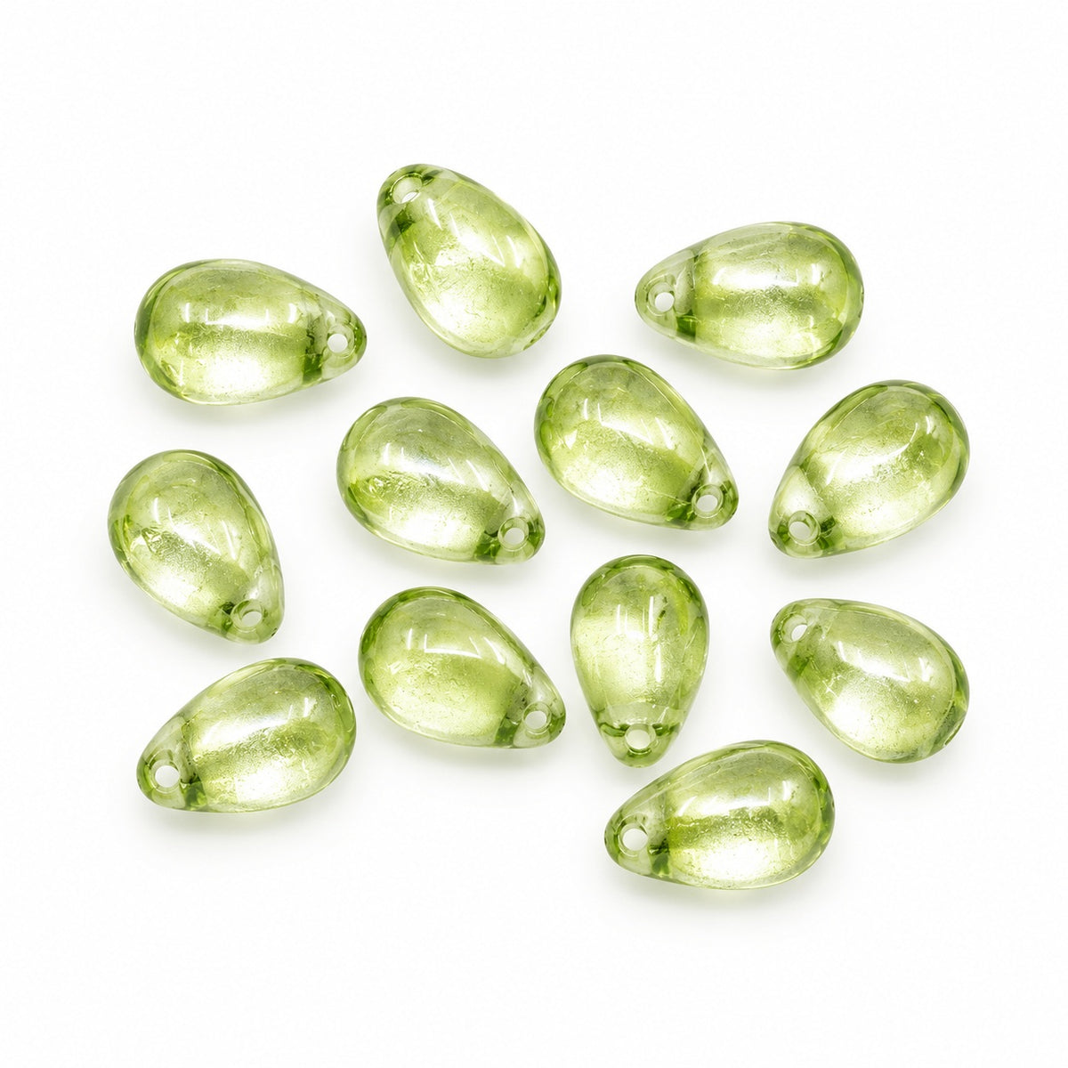 Drop Beads, Crystal Luster Green Full Coated (00030-14457), Glass, Czech Republic