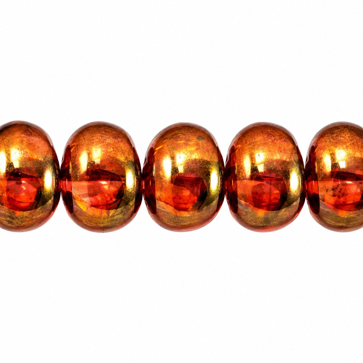 Oval Beads, Crystal Stain With Luster Red (00030-65491), Glass, Czech Republic