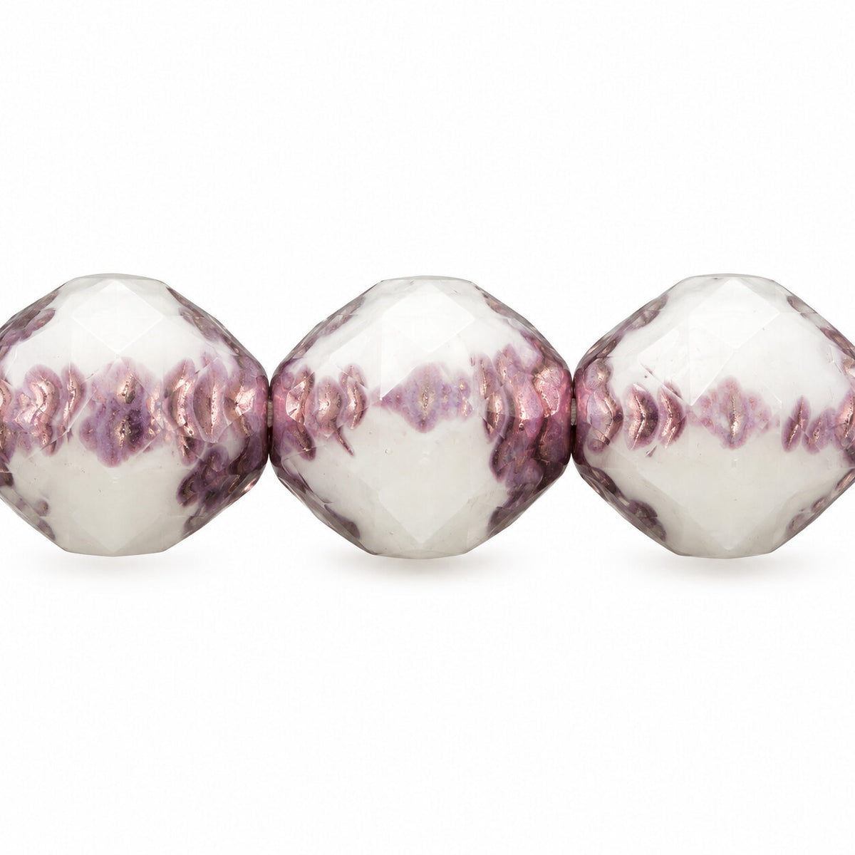 Cathedral Faceted Fire Polished Beads, White Bronze (02010-14415), Glass, Czech Republic