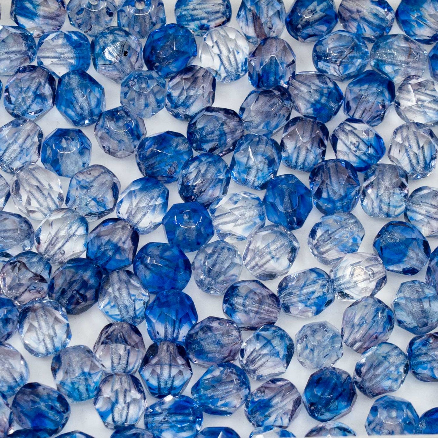 OUTLET 250g Faceted Round Fire Polished Beads, 6 x 6 mm, Dark Blue Mixed Colors 1 (00030-81800), Glass, Czech Republic