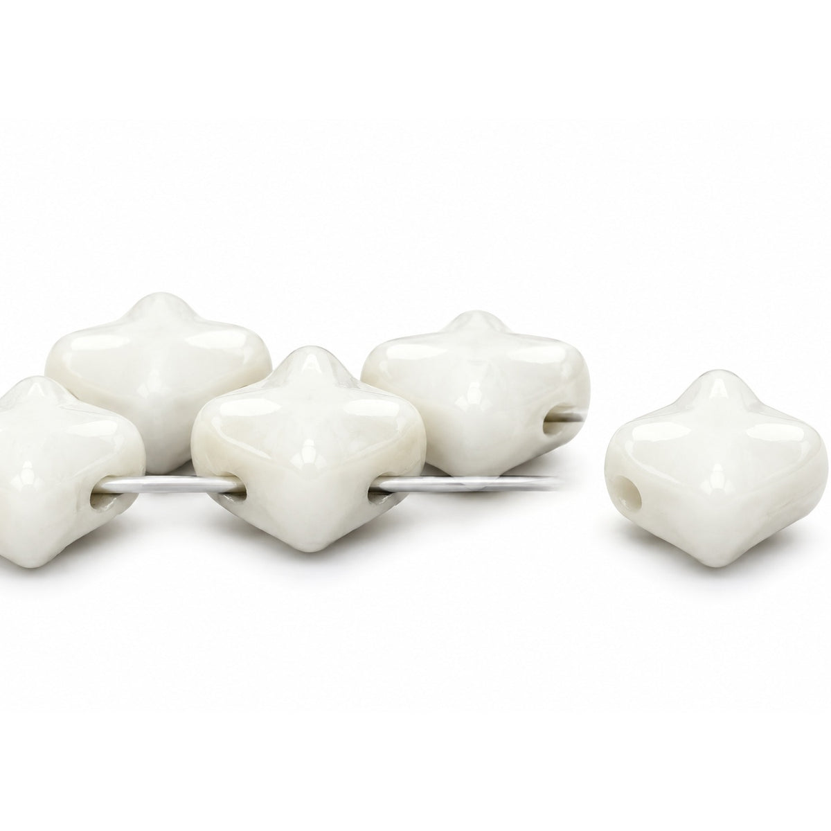 Cross Diagonal Square Beads, Chalk White (3000), Glass, Czech Republic