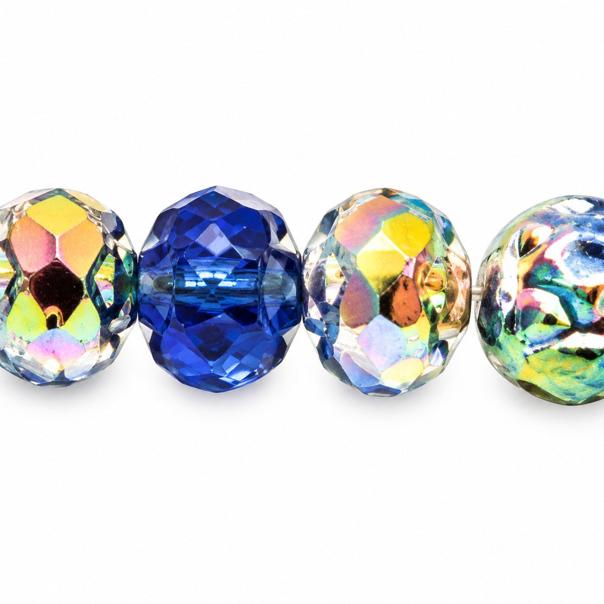 Faceted Fire Polished Beads Special Cut, Cobalt Crystal Vitrail Medium Coating (30050-28101), Glass, Czech Republic