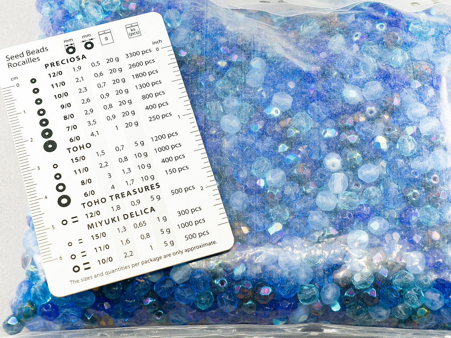 アウトレット 250g ラウンド ファイアポリッシュ ファセットビーズ 8 x 8 mm ミックスカラー ブルー (ミックスブルー) ガラス チェコ共和国