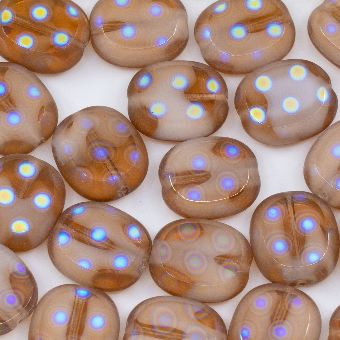 OUTLET 250g/50g Table Cut Round Candy Beads, 14 x 12 mm, 6118 Ab Full (2X Side) Dot (06118-28703-dot), Glass, Czech Republic