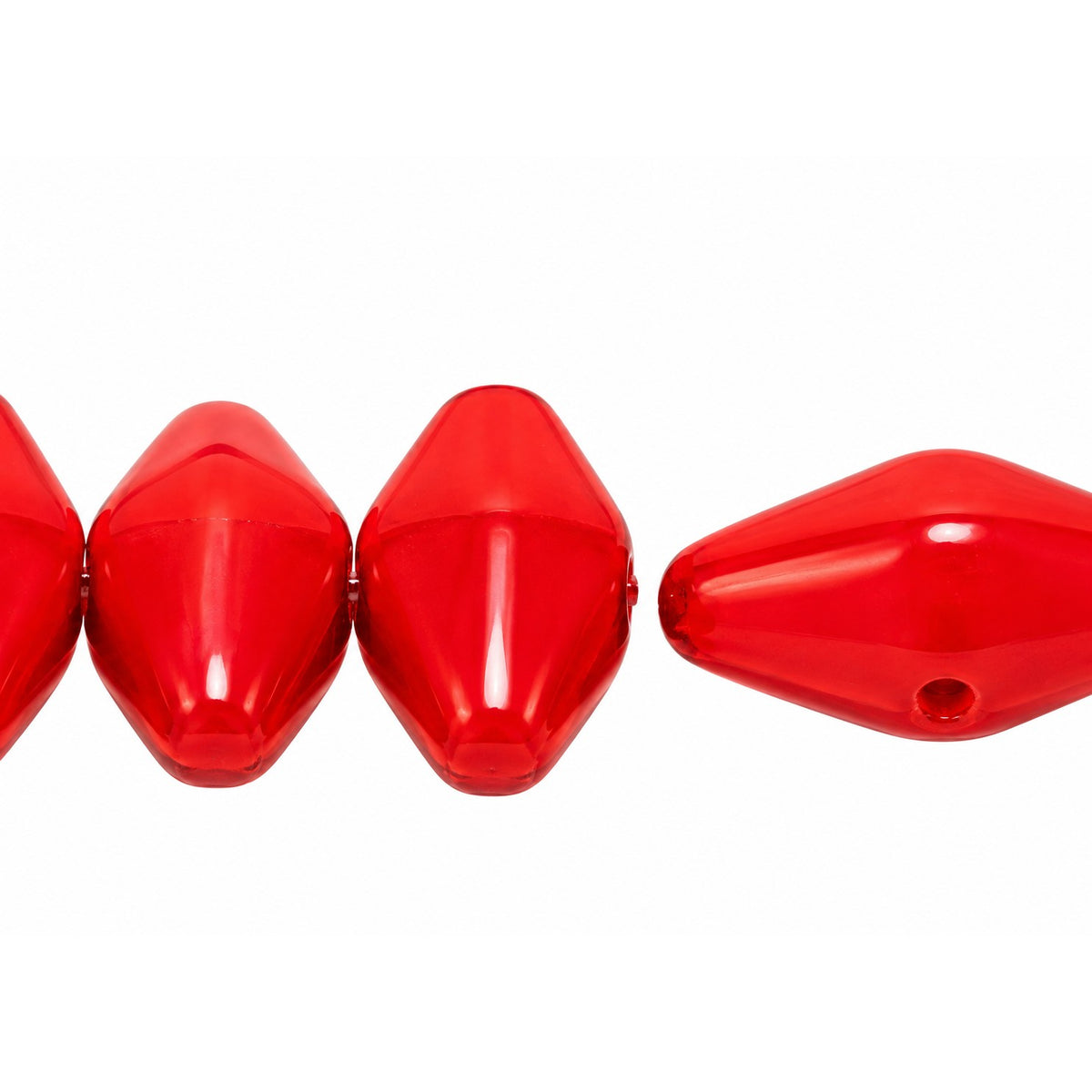 Oval Olive Beads, Red (93190), Glass, Czech Republic