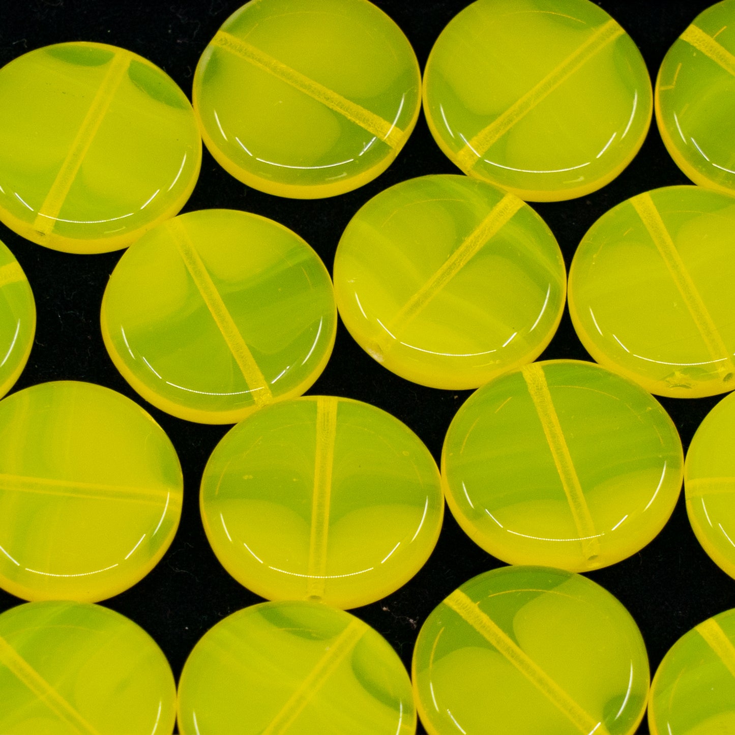OUTLET 250g/50g Coin Beads, 15 x 15 mm, Opal Yellow (opal-yellow), Glass, Czech Republic