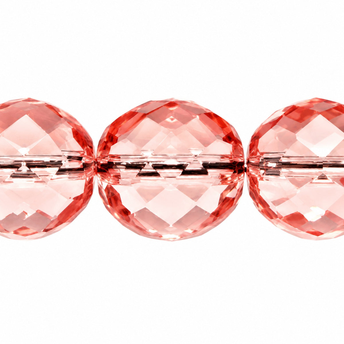 Faceted Round Fire Polished Beads, Transparent Pink (70100), Glass, Czech Republic