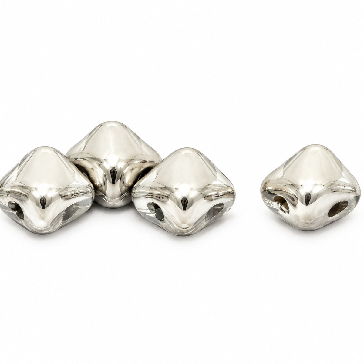 Silky 2-Hole Square Beads, Opaque Gray Crystal Silver Half Coating (43000-27001), Glass, Czech Republic