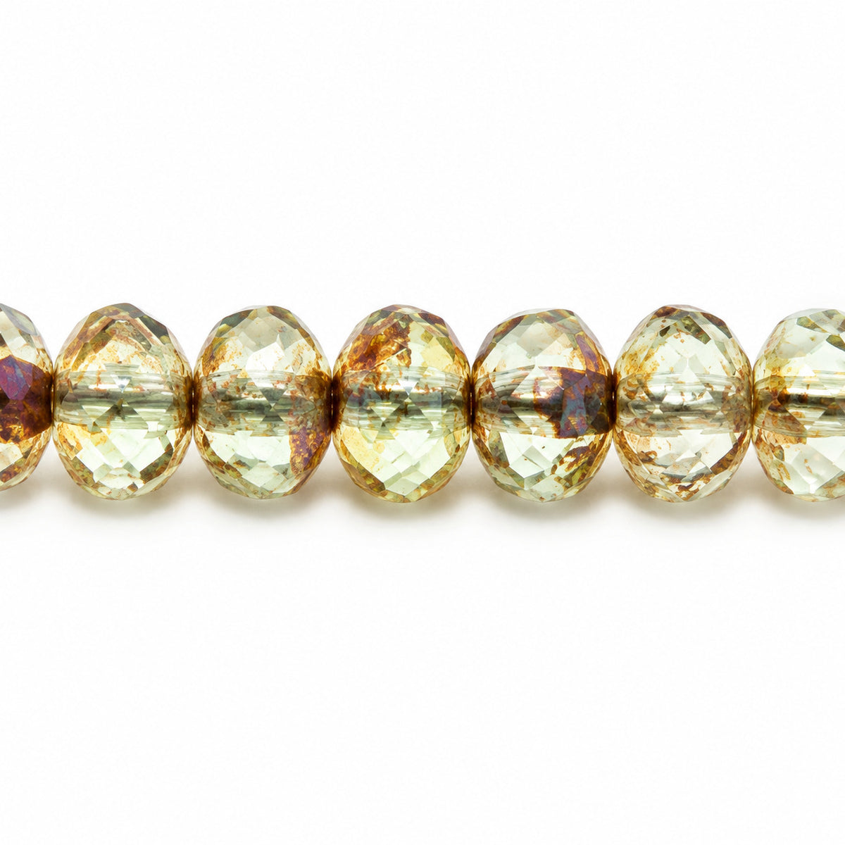 Rondelle Faceted Fire Polish Beads, T0110 Stain Strong (t0110-86805), Glass, Czech Republic