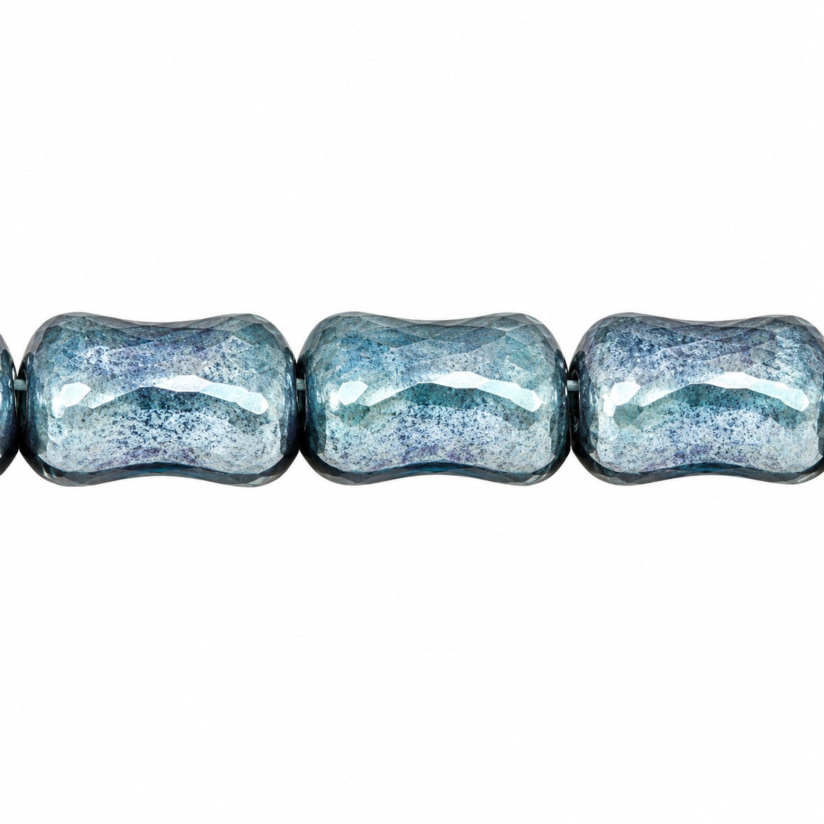 Shaped Pressed Beads, White Luster Blue Full Coated (02010-14464), Glass, Czech Republic