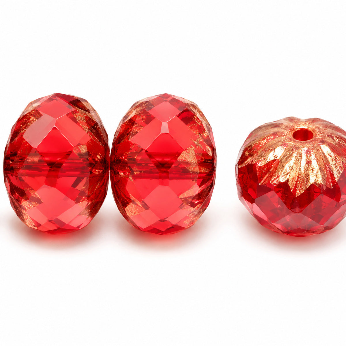 Special Cut Faceted Fire Polished Beads, Light Siam Luster Violet Full Coated (90070-14496), Glass, Czech Republic