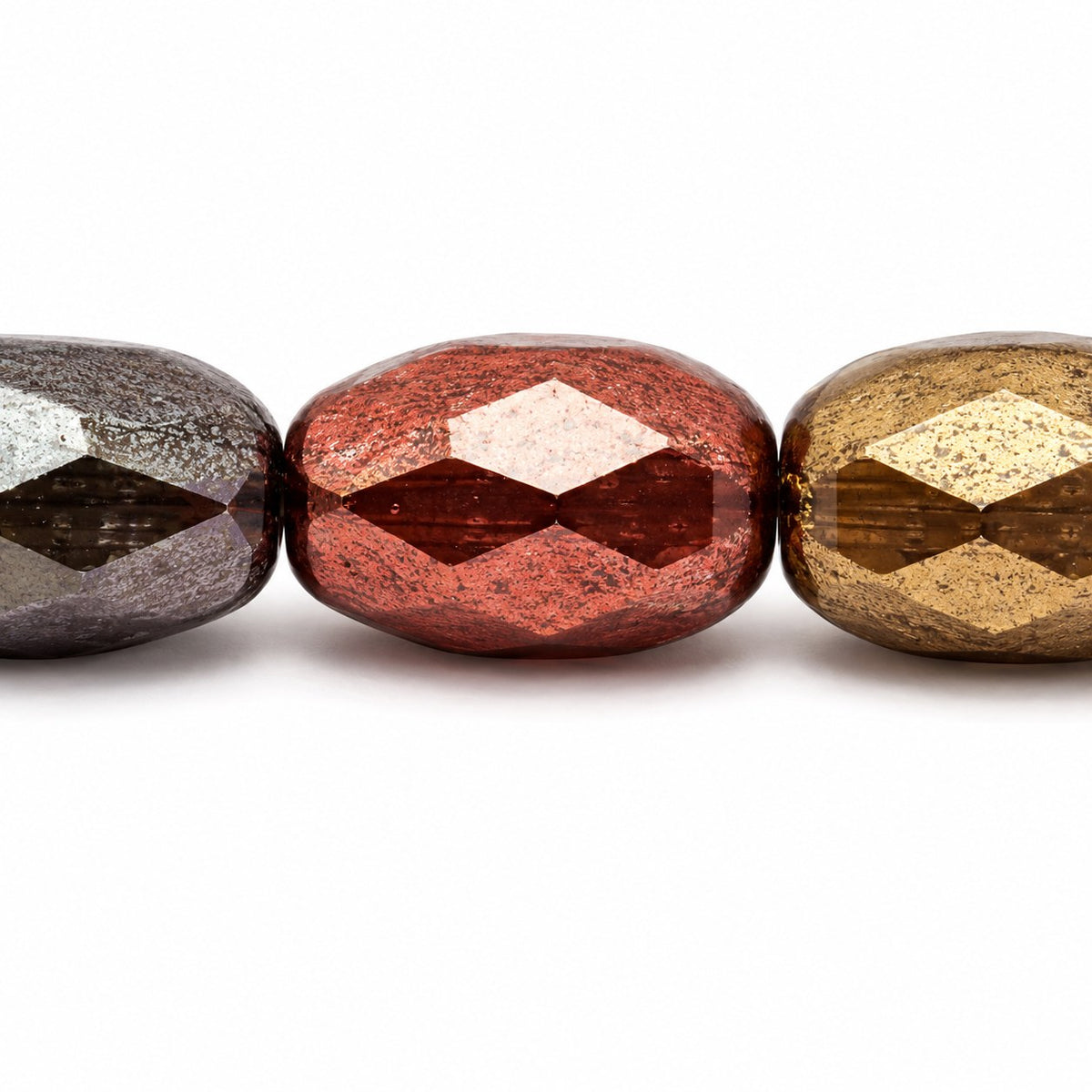 Oval Faceted Beads, Crystal Violet Rainbow Metallic Iris (00030-01640), Glass, Czech Republic