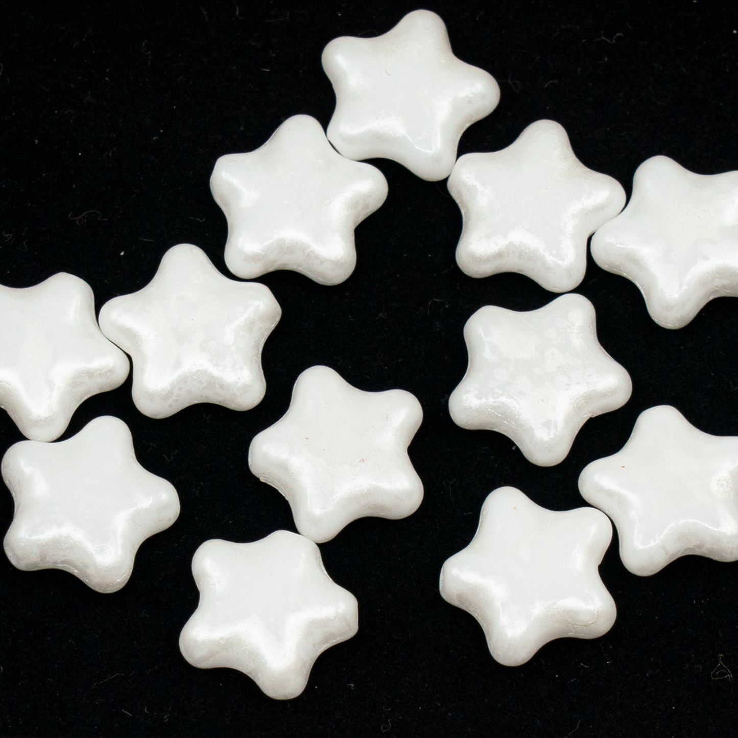 OUTLET 10 grams Flat Star Beads, 12 x 12 mm, Chalk White 56901 (03000-56901), Glass, Czech Republic