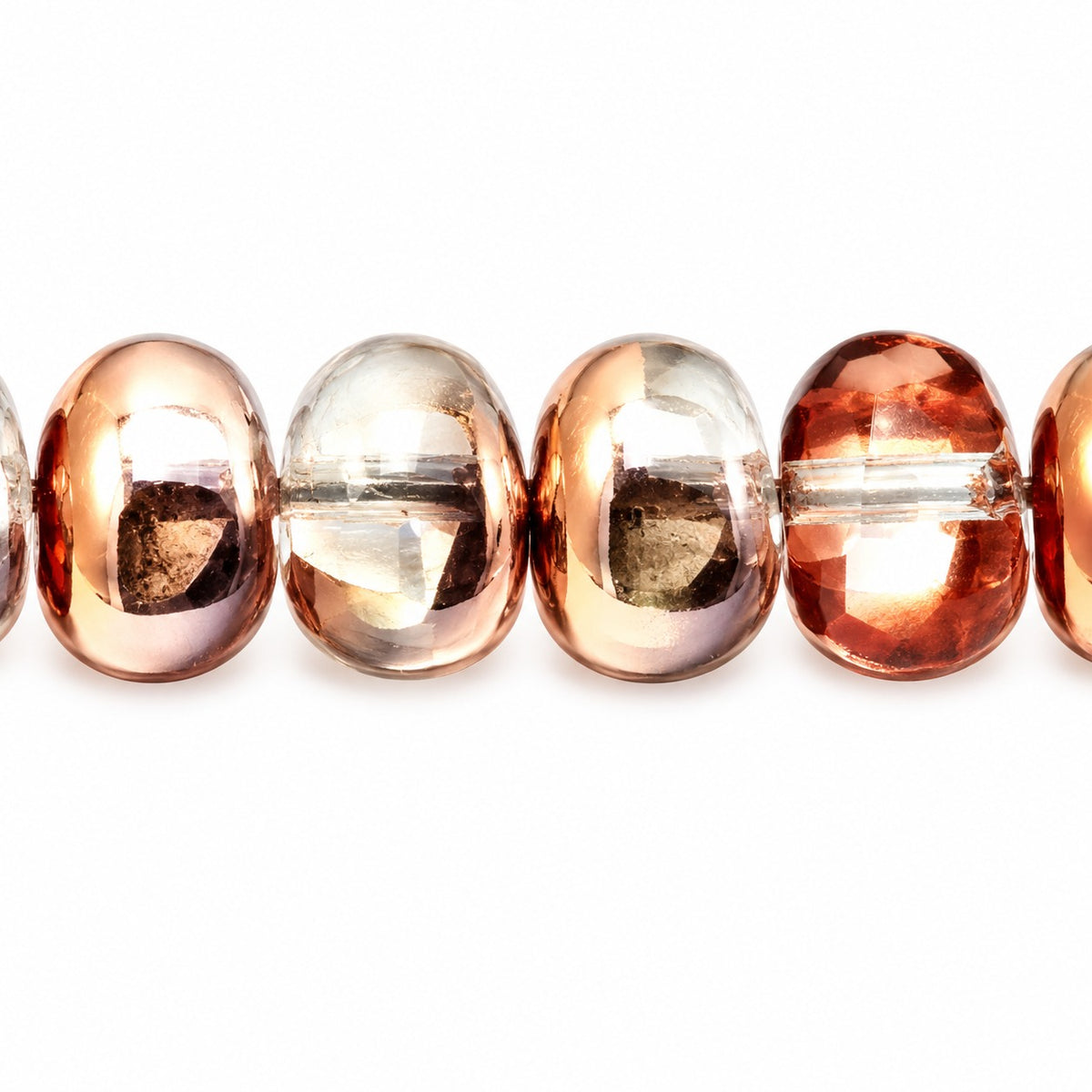 Oval Beads, Crystal Rose Gold Capri (00030-27101), Glass, Czech Republic