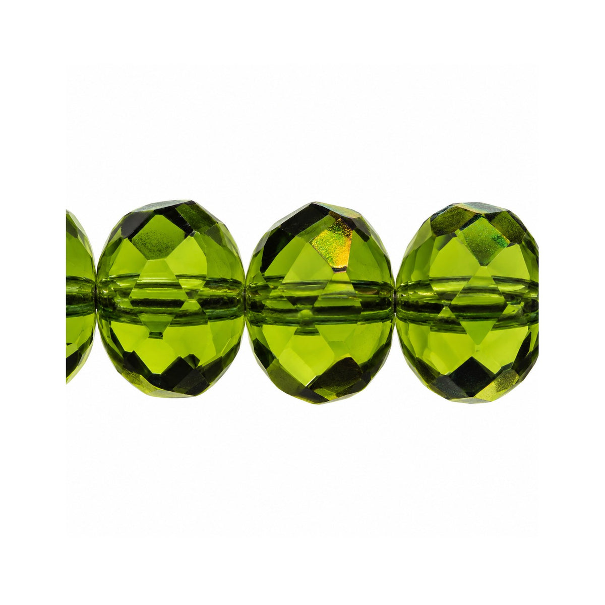 Special Cut Faceted Fire Polished Beads, Transparent Green (50230), Glass, Czech Republic