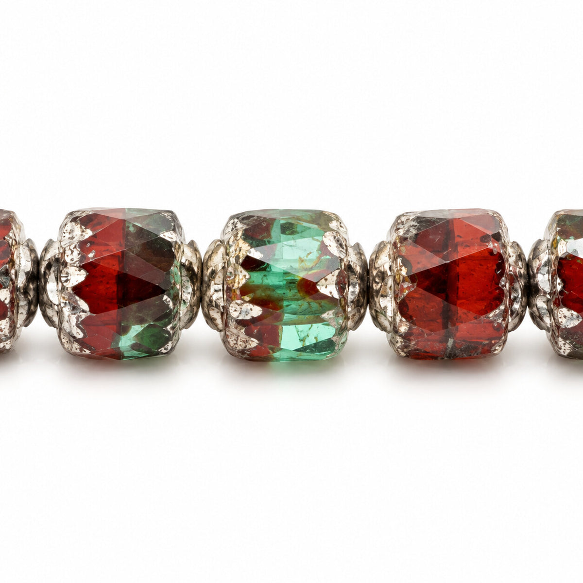 Cathedral Faceted Fire Polished Beads, X2936 Antique Silver Patina (x2936-81002), Glass, Czech Republic