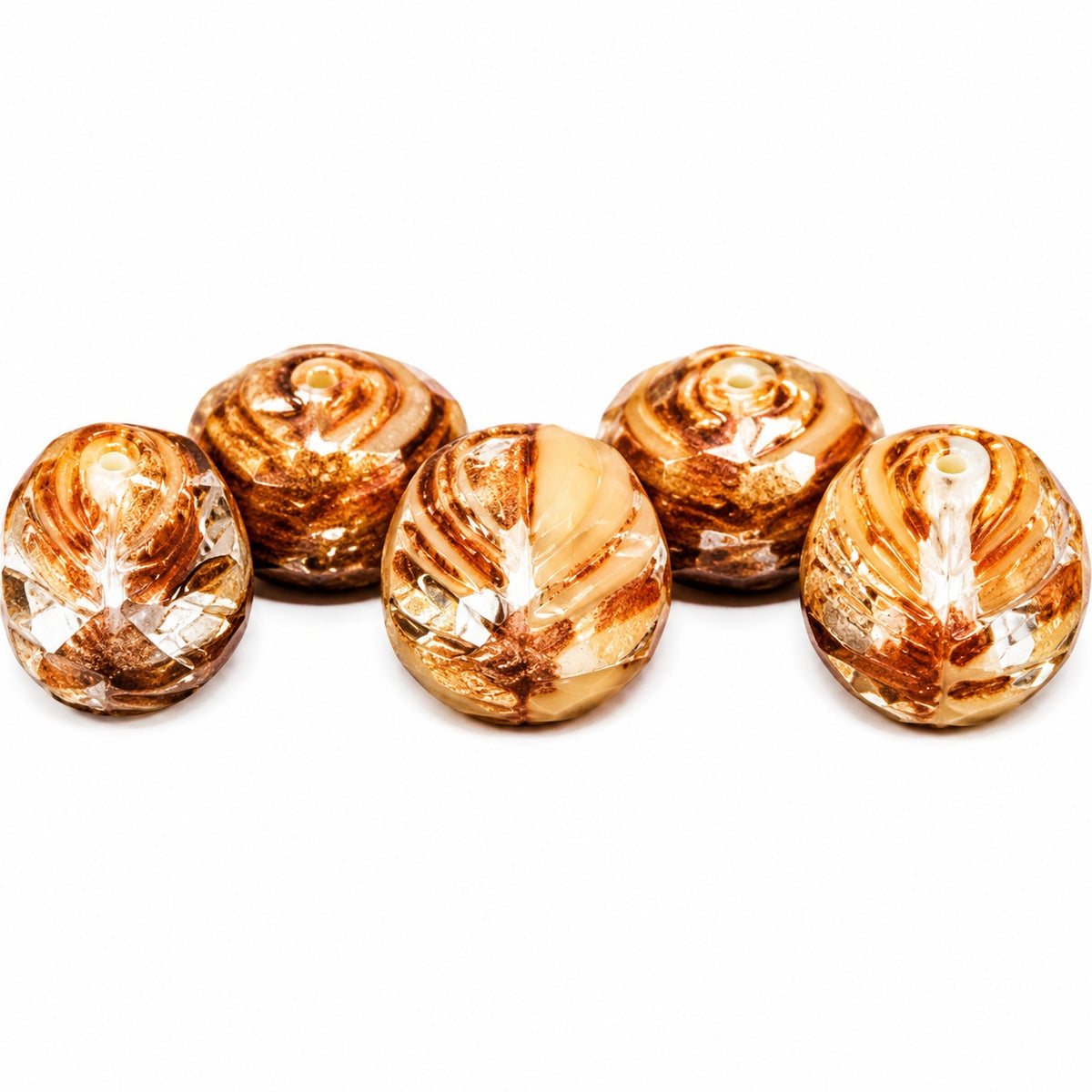 Tulip Petal Beads, X2415 Picasso (x2415-43400), Glass, Czech Republic