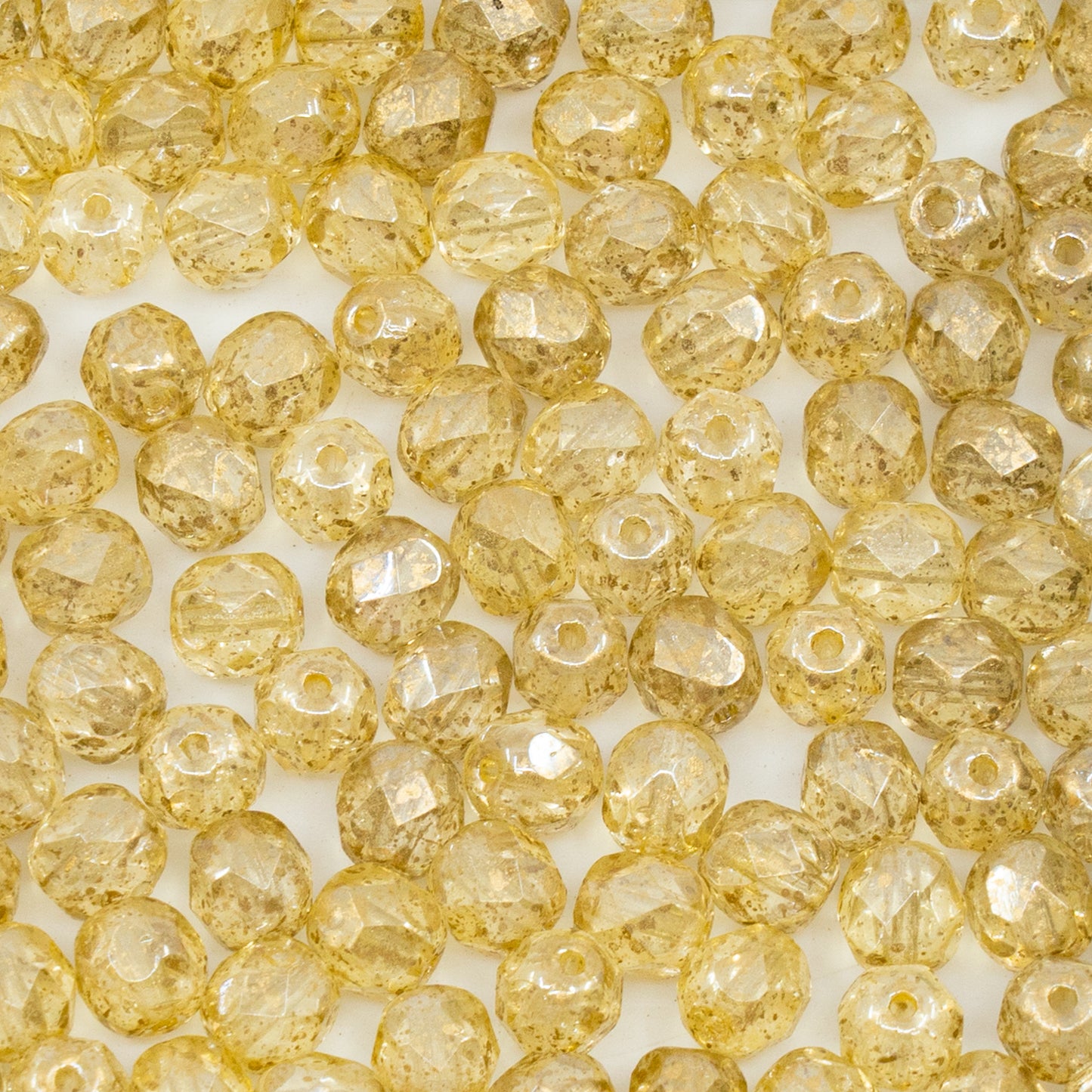 OUTLET 50g Faceted Round Fire Polished Beads, 6 x 6 mm, Super Gold (), Glass, Czech Republic