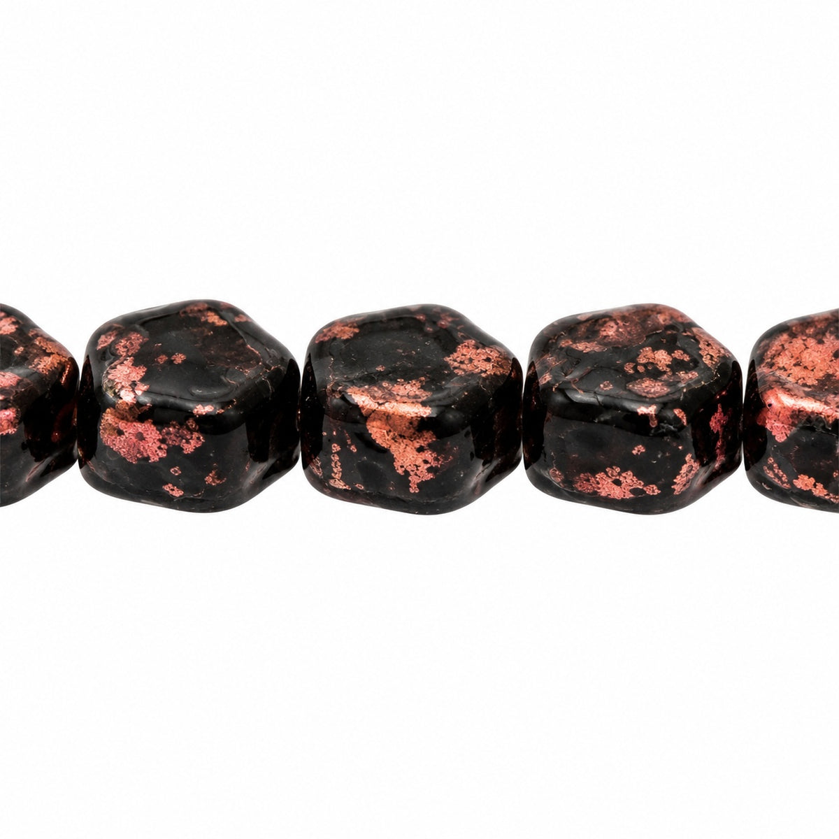 Sunset Flower Beads, Black 47903 (23980-47903), Glass, Czech Republic