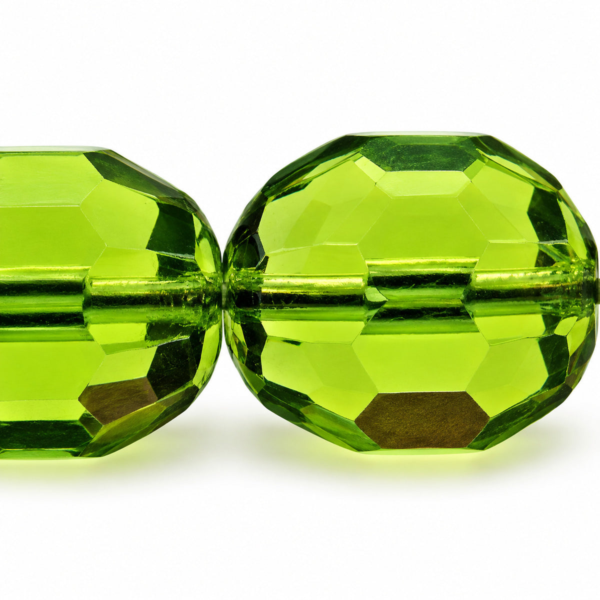 Faceted Fire Polished Beads, Transparent Green (50400), Glass, Czech Republic