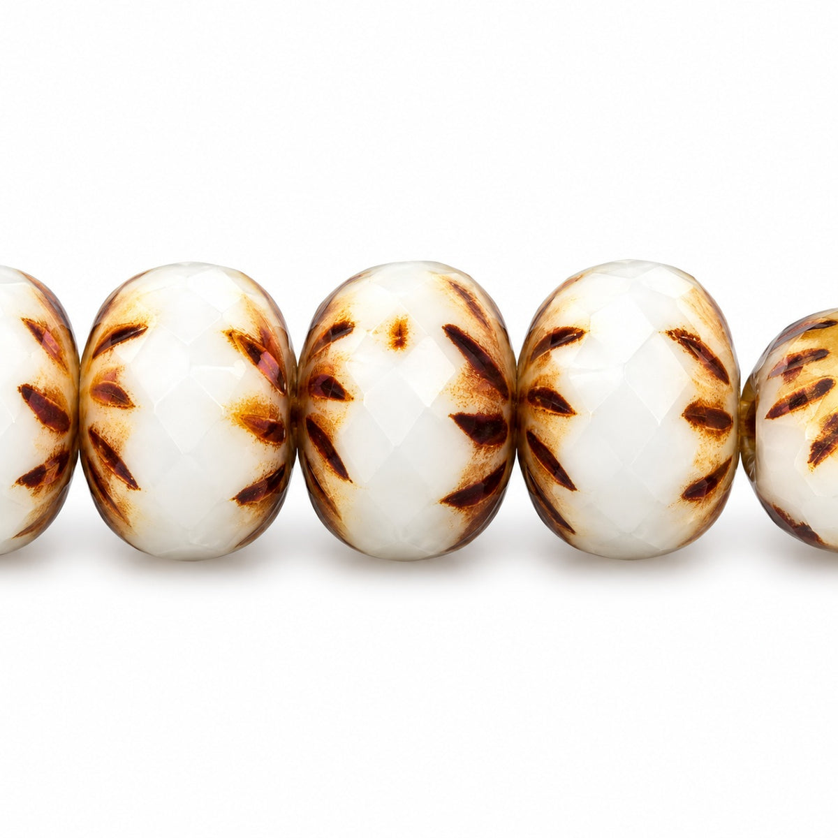 Special Cut Faceted Fire Polished Beads, Chalk White Stain Strong (03000-86805), Glass, Czech Republic