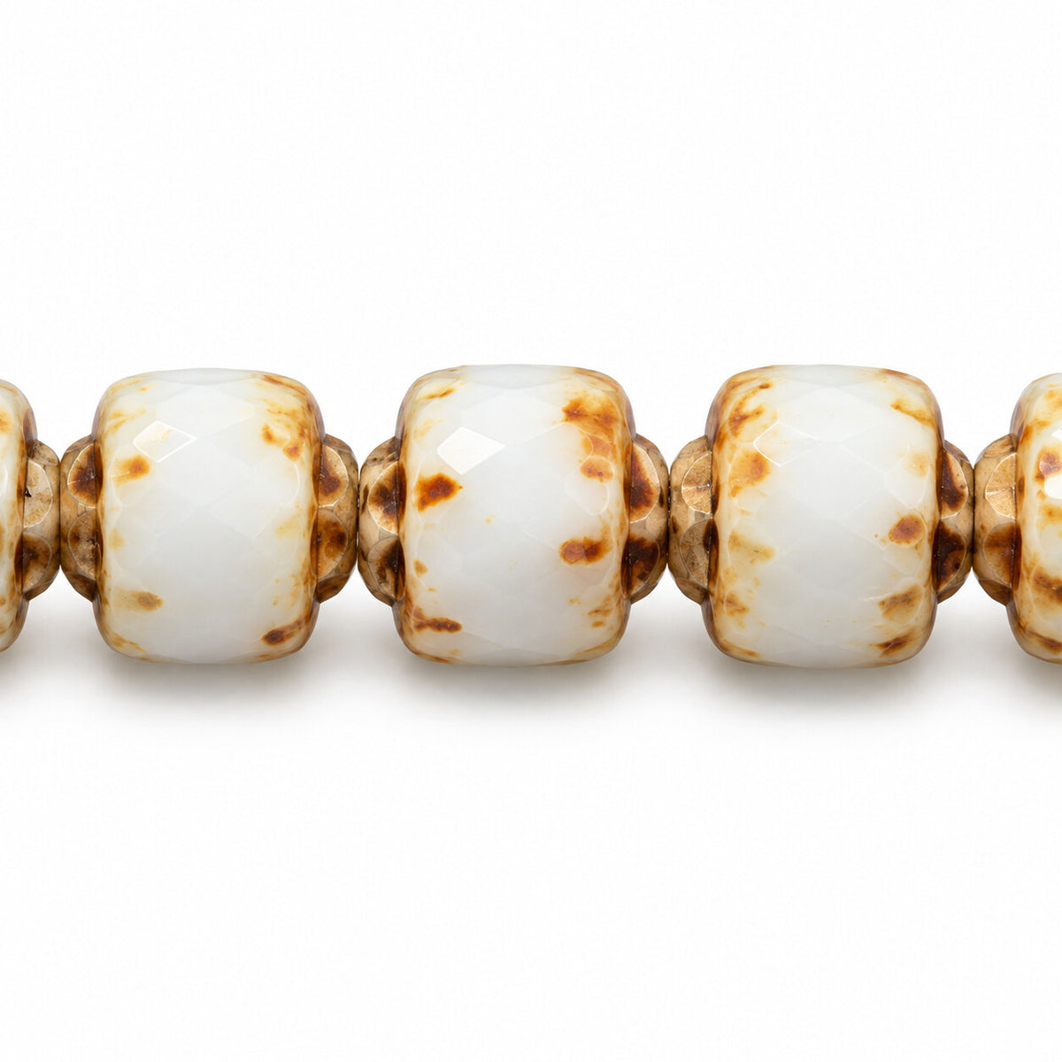 Cathedral Faceted Fire Polished Beads, White Stain Strong (02010-86805), Glass, Czech Republic