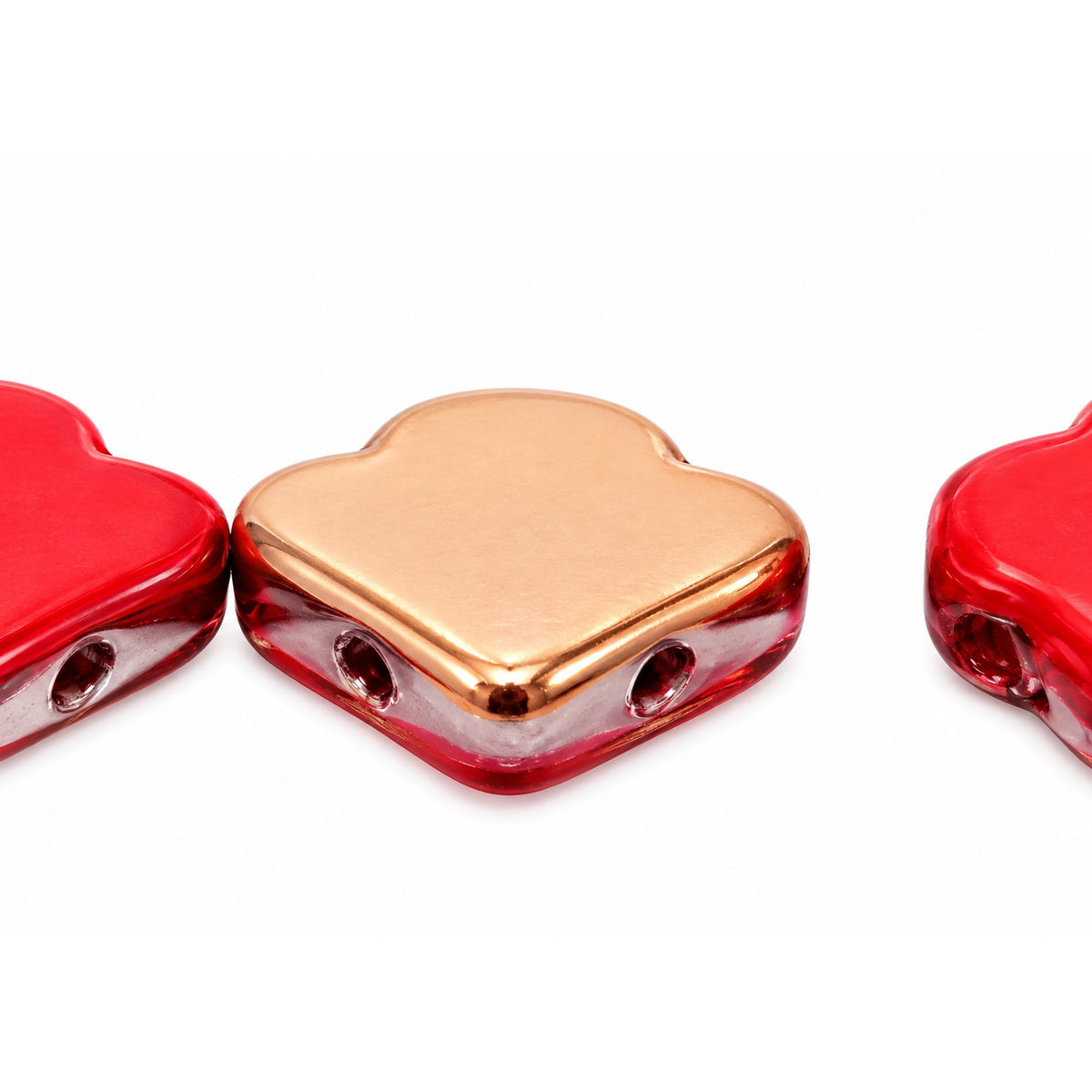 Arrow Beads - Hole From Side To Side, Opaque Red Rose Gold Capri (93200-27101), Glass, Czech Republic